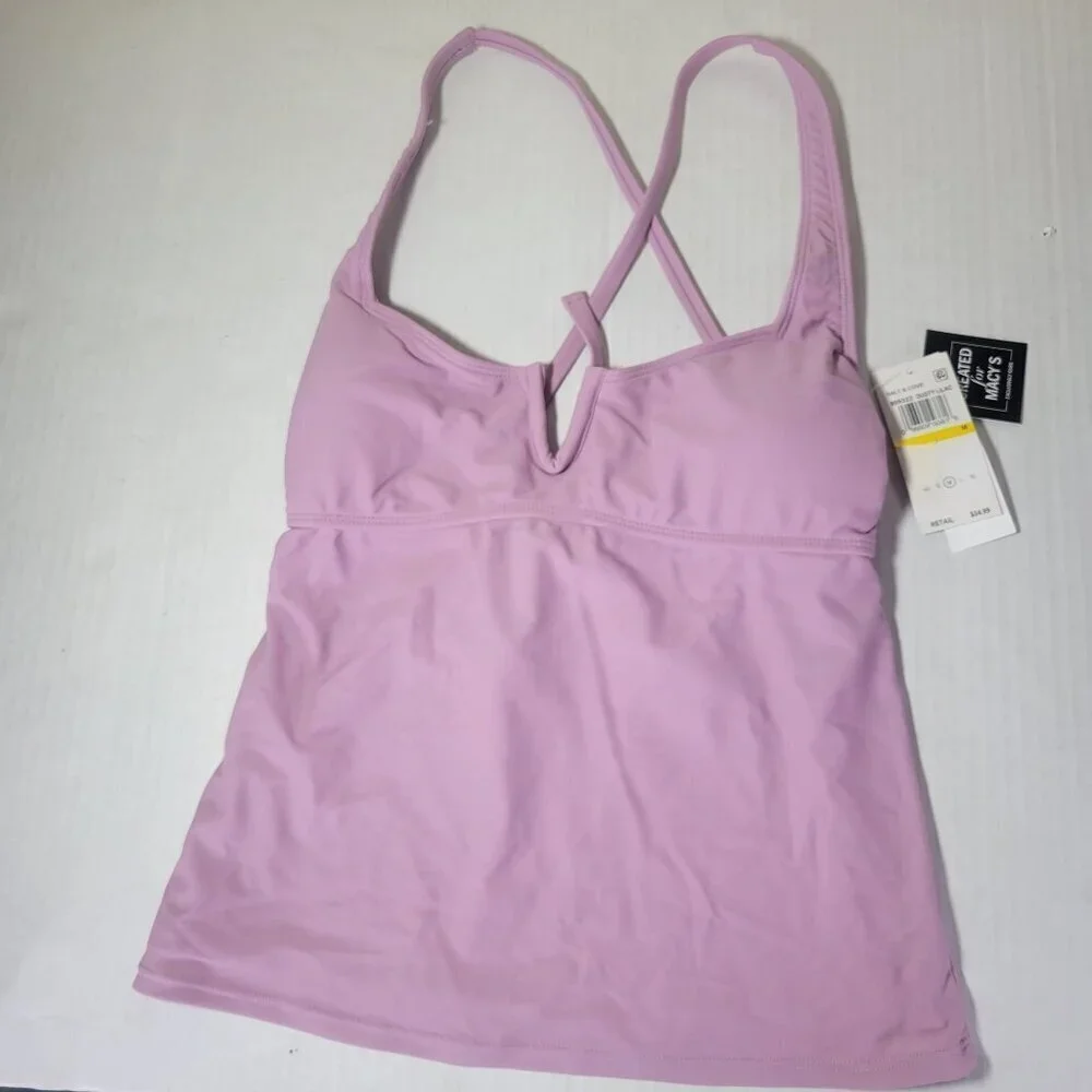 Salt + Cove Women Dusty Lilac Adjustable Tankini Back Tie Top Size M - Picture 1 of 7